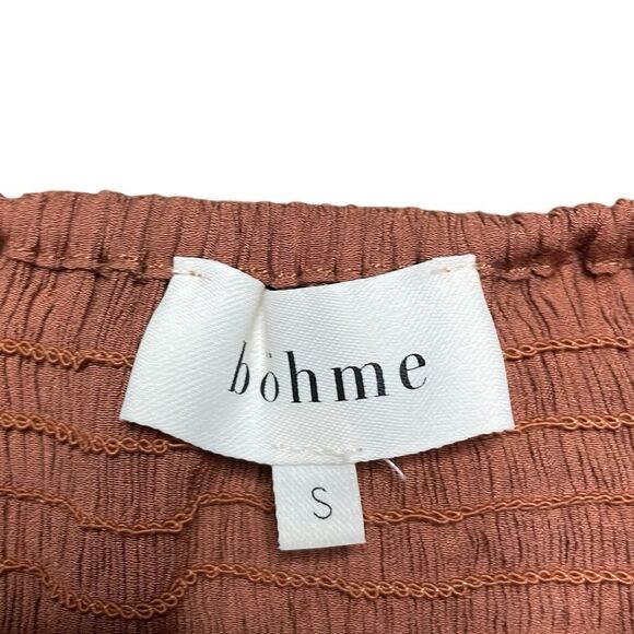 BOHME Dasha Textured Mini Dress Terracotta Size Small - Picture 9 of 9